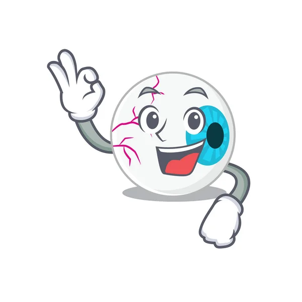 Ojo mascota diseño estilo mostrando Ok gesto dedo — Archivo Imágenes Vectoriales