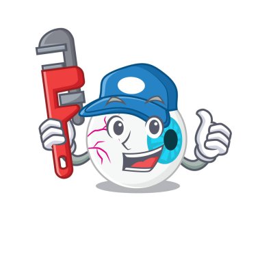 karikatür karakter tasarımı göz küresi aracı ile bir Tesisatçı olarak