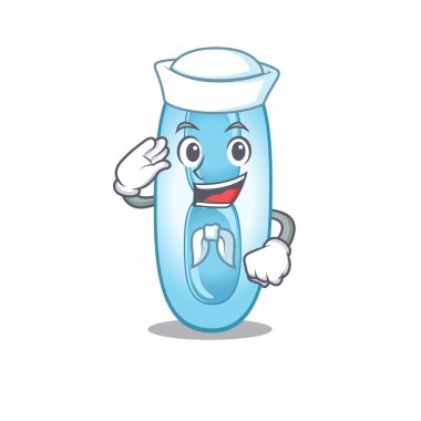 Smiley sailor cartoon character of klebsiella pneumoniae wearing white hat and tie clipart