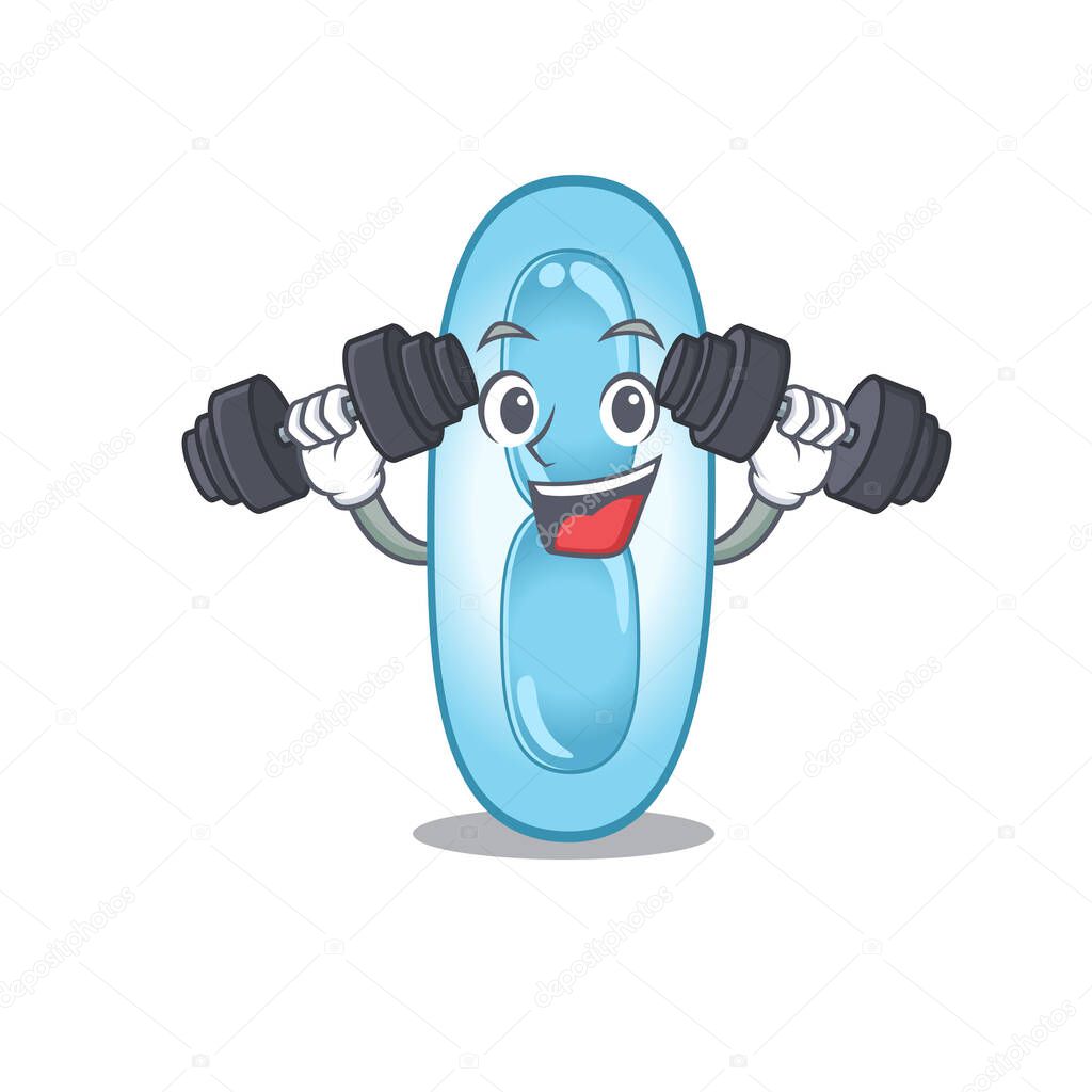 Klebsiella pneumoniae mascot design feels happy lift up barbells during exercise