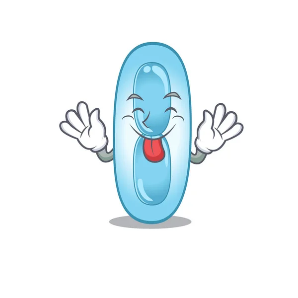 Grappige klebsiella pneumoniae cartoon ontwerp met tong uit het gezicht — Stockvector