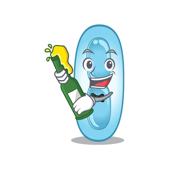 Conceito de design de caricatura de klebsiella pneumoniae saúde com garrafa de cerveja — Vetor de Stock