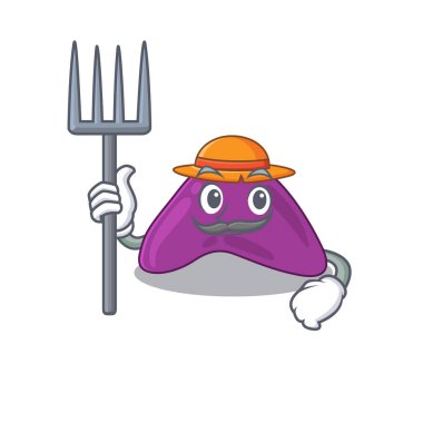 Adrenal maskot tasarımı şapka takan bir çiftçi olarak çalışıyor.