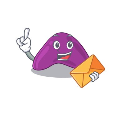 Kahverengi zarflı neşeli adrenal karikatür tasarımı.