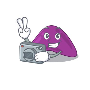 Kamerayla çalışan profesyonel bir fotoğrafçı adrenalin karikatürü.