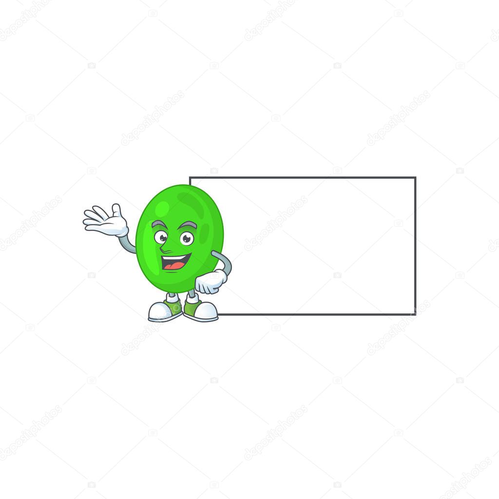 A caricature drawing of cocci with board. Vector illustration