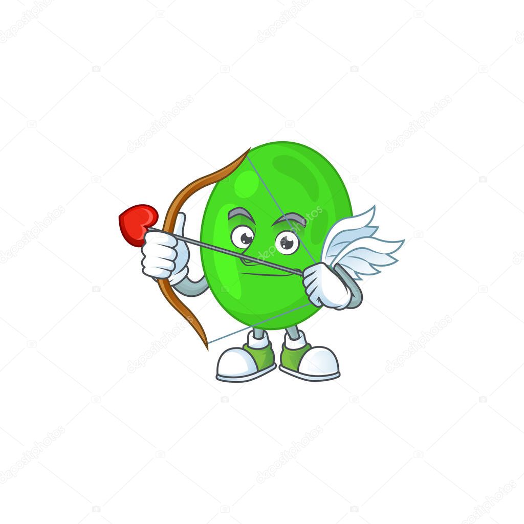 mascot design concept of cocci cute Cupid with arrow and wings. Vector illustration