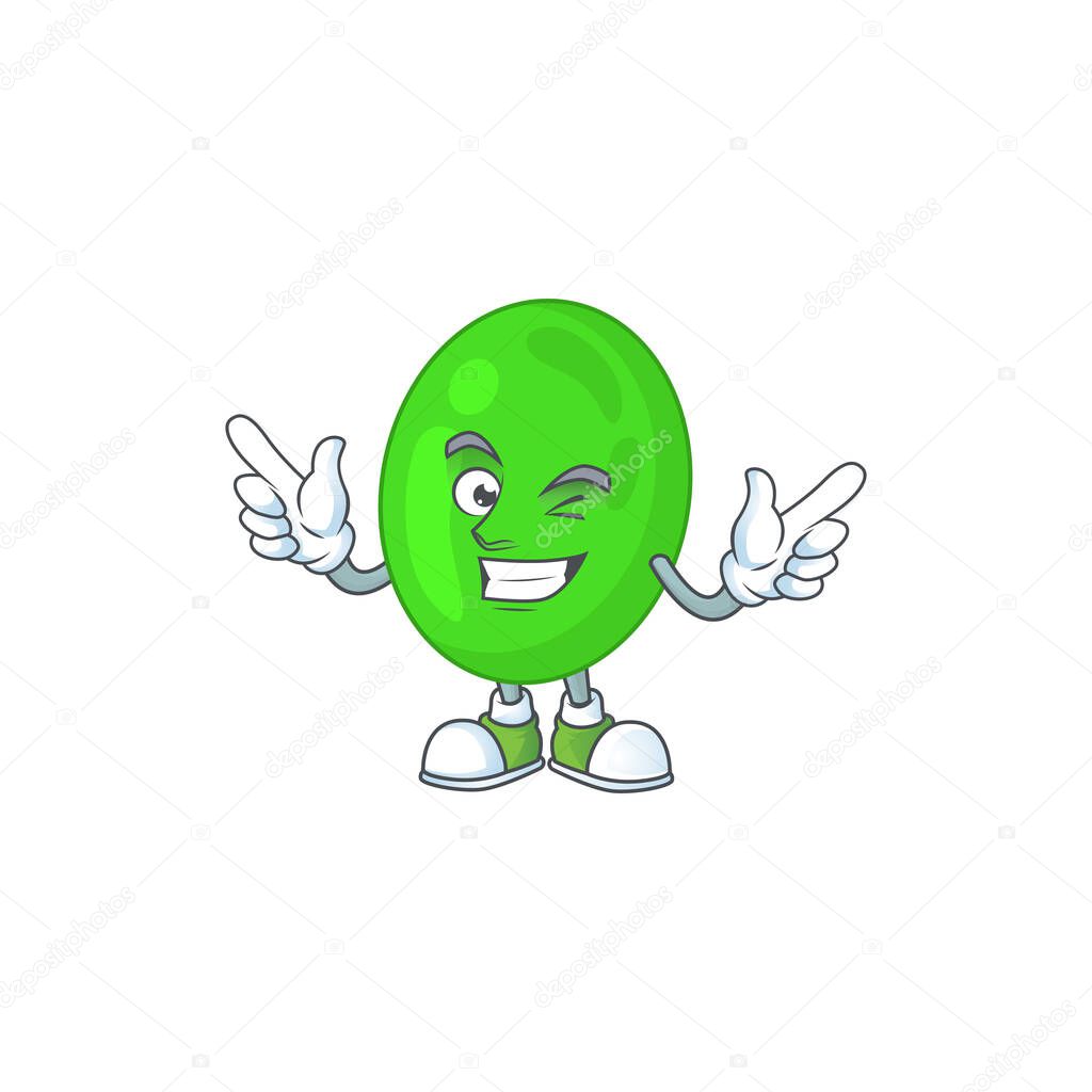 Cartoon drawing concept of cocci showing cute wink eye. Vector illustration