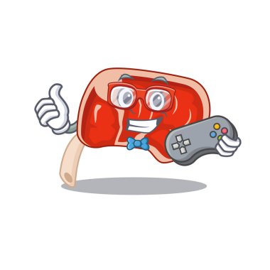 En iyi kaburga oyuncusunun maskot tasarım biçimi denetleyici ile oynuyor