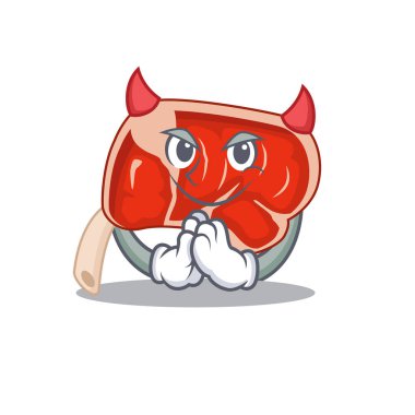 Şeytan çizgi film karakteri tasarımı konseptiyle süslenmiş pirzola.