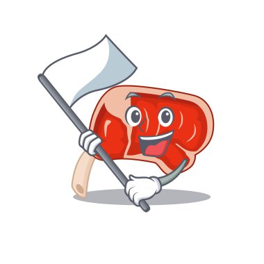 Beyaz bayraklı kahraman bir kaburga maskotu tasarımı.