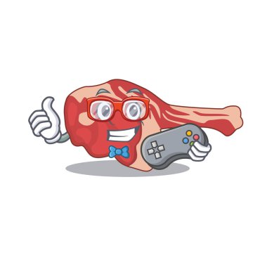 Kuzu bacağının maskot tasarım stili denetleyiciyle oynuyor