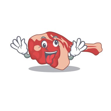 Kuzu bacağının maskot tasarımı. Komik, çılgın bir yüzü var.