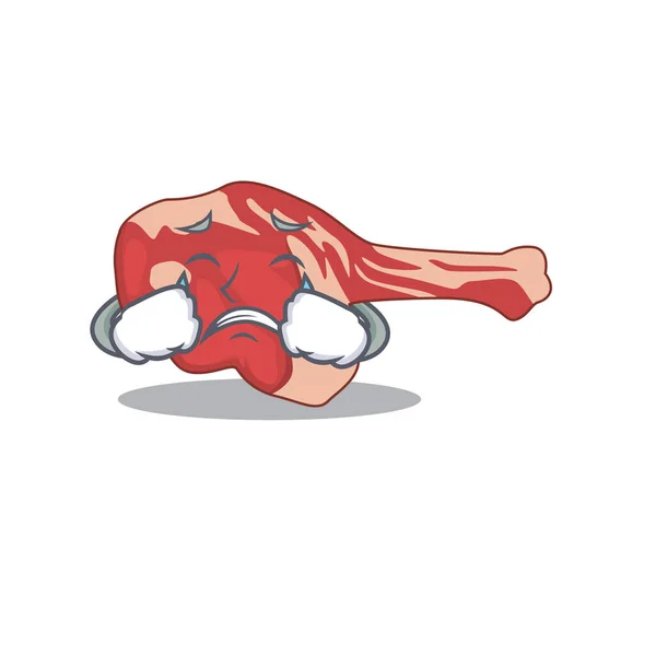 Карикатурний дизайн ноги баранини, що має сумне обличчя — стоковий вектор