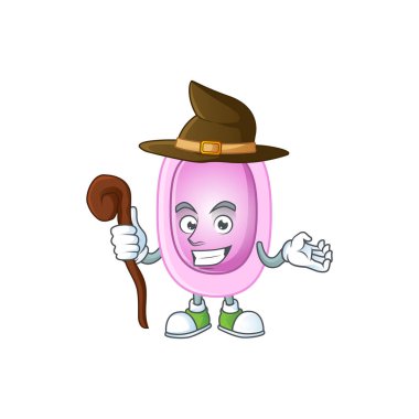 Sinsi ve kurnaz cadı pertusis çizgi film çizimi konsepti. Vektör illüstrasyonu