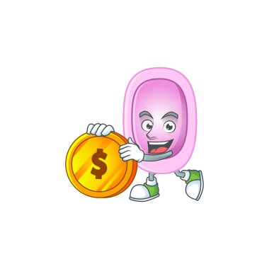 Büyük altın sikkeli, pertusis zengin karakterin karikatür resmi. Vektör illüstrasyonu