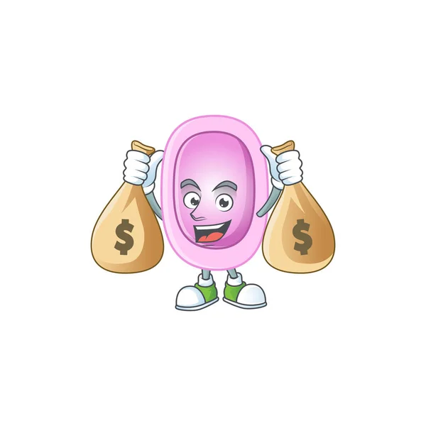 Humble Rich Pertussis Caricature Character Design Money Bags Vector Illustration — Stock Vector