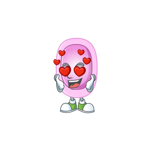 Une Adorable Mascotte Dessin Animé Coqueluche Visage Amoureux Illustration Vectorielle — Image vectorielle