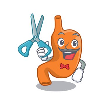 Yetenekli berber olarak mide çizgi film karakteri tasarımı