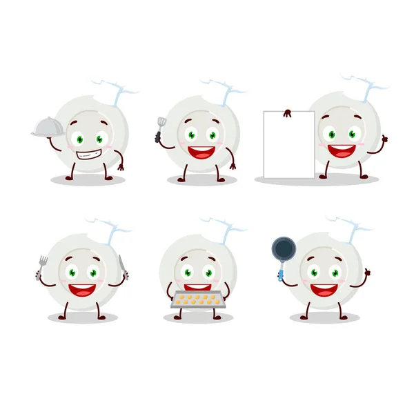 Personagem de desenhos animados de placa expressão irritada com vários emoticons chef — Vetor de Stock