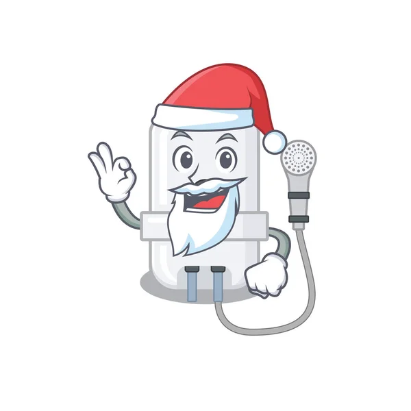 Kreskówka charakter elektryczny podgrzewacz wody Santa o cute ok palec — Wektor stockowy