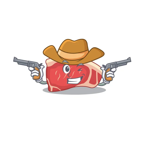 Personagem de desenho animado cowboy de lombo com armas —  Vetores de Stock