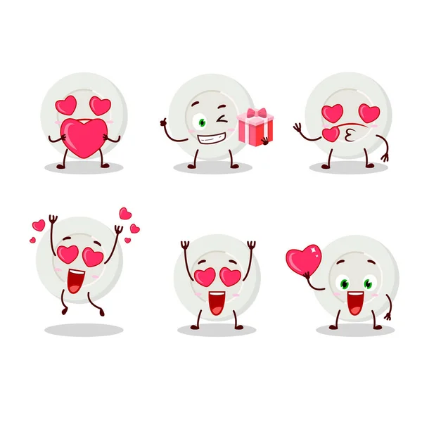 Plate angry expression cartoon character with love cute emoticon Vector Graphics
