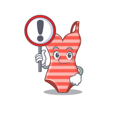 Üzerinde ünlem tahtası olan bir mayolu çizgi film ikonu.