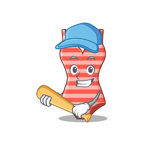 Maillot de bain attrayant caricature dans le personnage jouant au baseball — Image vectorielle