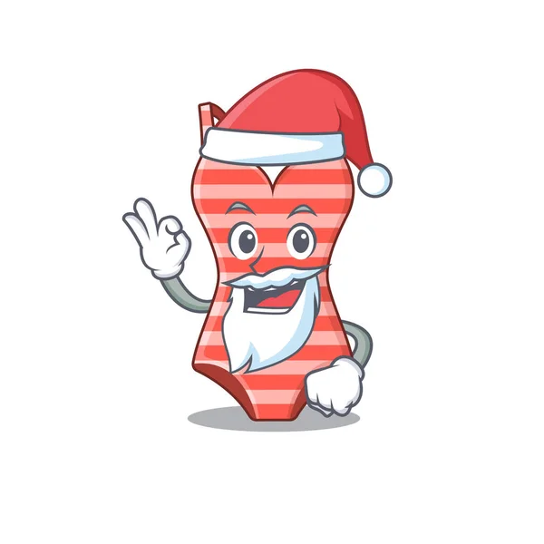 Personagem de desenho animado de maiô Papai Noel ter bonito ok dedo —  Vetores de Stock