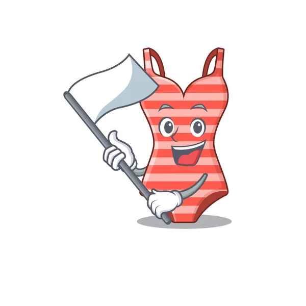 Egy hősies fürdőruha kabala karakter design fehér zászlóval — Stock Vector