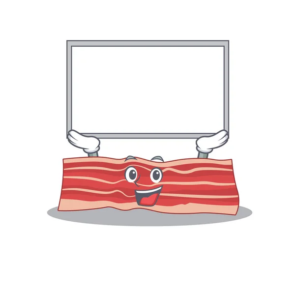 Caractère caricature du bacon réussir soulever une planche — Image vectorielle