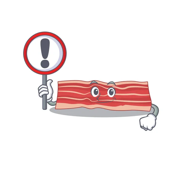 Een cartoon icoon van spek met een uitroepteken bord — Stockvector
