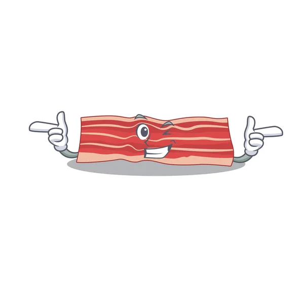 Conception de bande dessinée de bacon montrant drôle visage avec oeil de clin d'oeil — Image vectorielle
