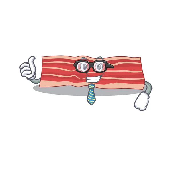 Dessin animé de bacon Homme d'affaires portant des lunettes et cravate — Image vectorielle