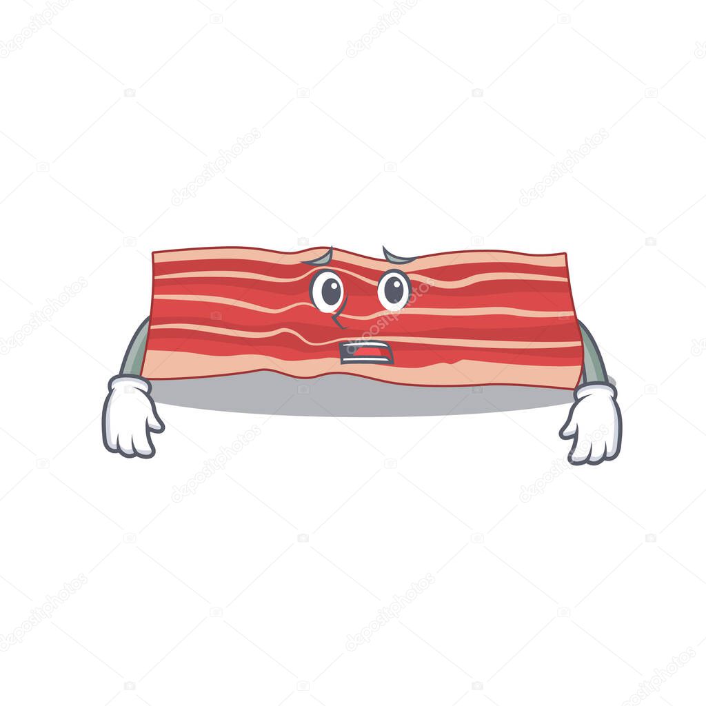 Cartoon design style of bacon having worried face