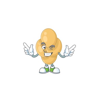 Çizgi film çizim konsepti Bordetella pertussis sevimli göz kırpması gösteriyor. Vektör illüstrasyonu