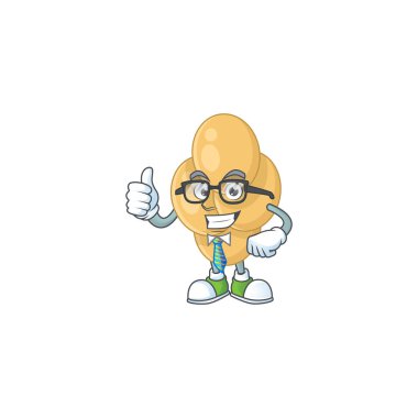 Karikatür çizimi konsepti Bordetella pertusis başarılı bir iş adamı olarak. Vektör illüstrasyonu