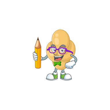 Bordetella pertusis öğrenci maskot tasarımı konsepti evde çalışıyor. Vektör illüstrasyonu