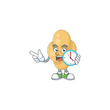 karikatür çizimi konsepti bordetella pertussis ve daire saat. Vektör illüstrasyonu