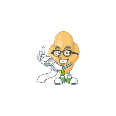 Bordetella pertussis 'in maskot tasarımında menü listesi var. Vektör illüstrasyonu