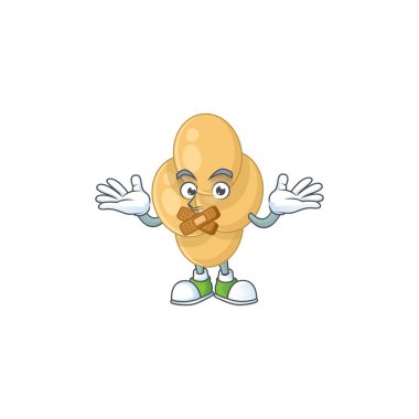 Bordetella pertusis çizgi film tasarımı sessiz bir parmak hareketi yapıyor. Vektör illüstrasyonu