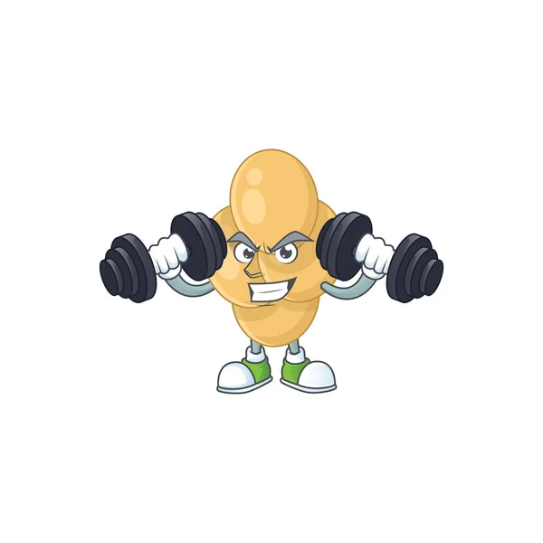 Gambar Karikatur Bordetella Pertussis Berolahraga Dengan Barbel Gym Ilustrasi Vektor - Stok Vektor