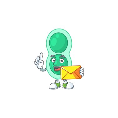 Yeşil streptokok pnömoni karikatürü kahverengi zarf getirir. Vektör illüstrasyonu