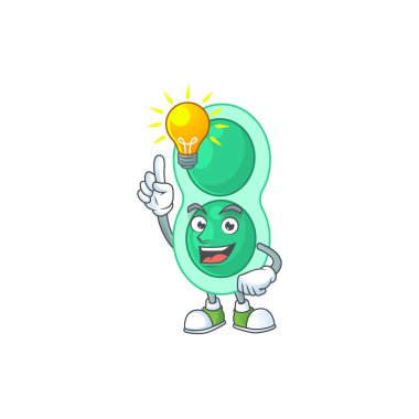 Parlak yeşil streptokok pnömoni çizgi film tasarımı kavramının bir fikri vardır. Vektör illüstrasyonu