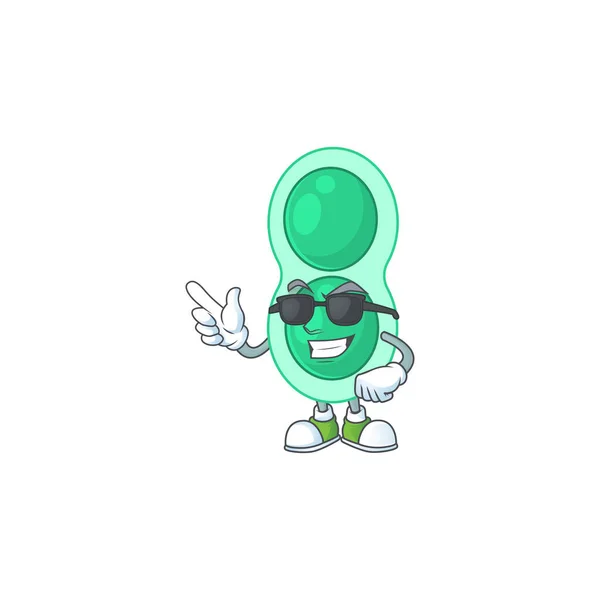 Style Dessin Animé Super Cool Streptococcus Pneumoniae Vert Portant Des — Image vectorielle