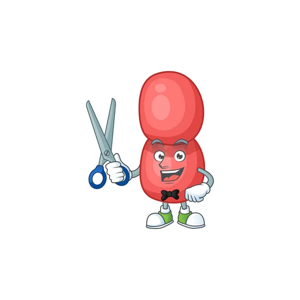 Una Imagen Neisseria Gonorrhoeae Barber Personaje Dibujos Animados Trabajando Con — Vector de stock