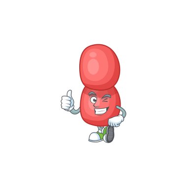 Parmakları havada neisseria gonorrhoeae 'nin karikatür resmi. Vektör illüstrasyonu