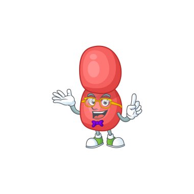 Garip gözlüklü inek neisseria gonorrhoeae 'nin çizgi film karakteri tasarımı. Vektör illüstrasyonu