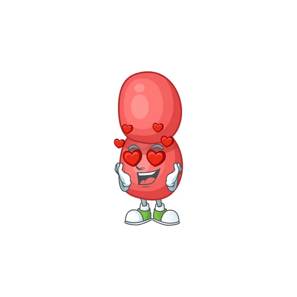 Een schattige neisseria gonorrhoeae cartoon mascotte stijl met een verliefd gezicht — Stockvector